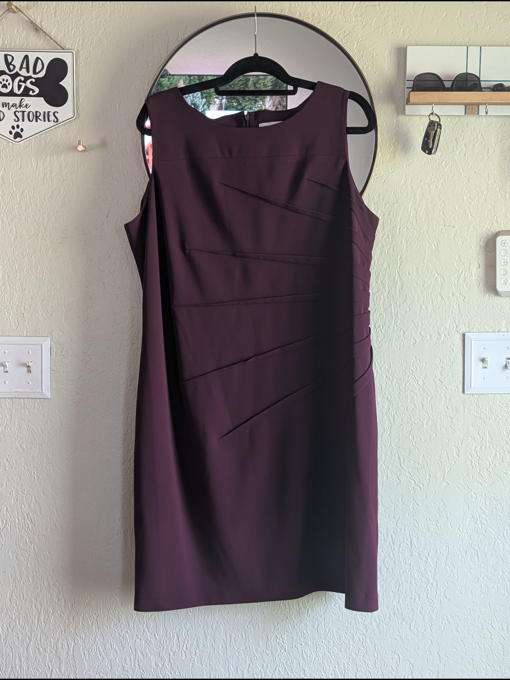 Calvin Klein Sleeveless Sheath Dress in Eggplant